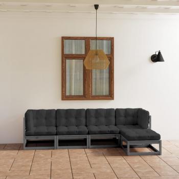 ARDEBO.de - 5-tlg. Garten-Lounge-Set mit Kissen Kiefer Massivholz