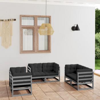 ARDEBO.de - 6-tlg. Garten-Lounge-Set mit Kissen Kiefer Massivholz