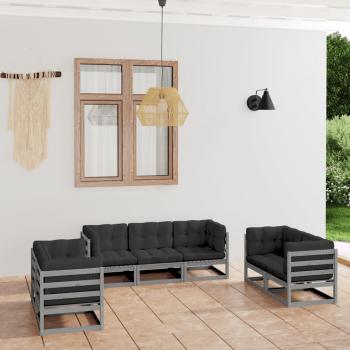 ARDEBO.de - 7-tlg. Garten-Lounge-Set mit Kissen Kiefer Massivholz