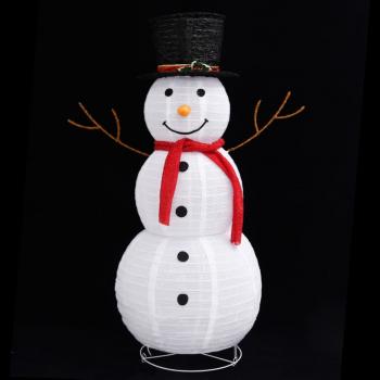 LED-Schneemann Weihnachtsfigur Luxus-Stoff 120 cm