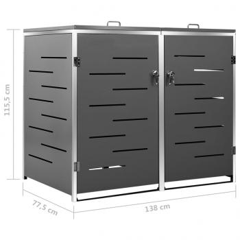 Mülltonnenbox für 2 Tonnen 138x77,5x112,5 cm Edelstahl