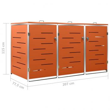 Mülltonnenbox für 3 Tonnen 207x77,5x112,5 cm Edelstahl