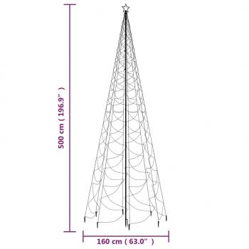 LED-Weihnachtsbaum mit Metallstange 1400 LEDs Kaltweiß 5 m