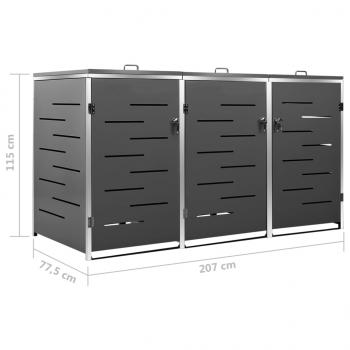 Mülltonnenbox für 3 Tonnen 207x77,5x115 cm Edelstahl