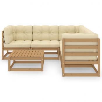 6-tlg. Garten-Lounge-Set mit Kissen Kiefer Massivholz