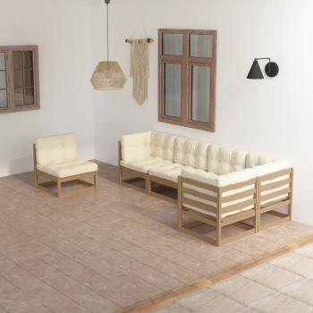 ARDEBO.de - 6-tlg. Garten-Lounge-Set mit Kissen Kiefer Massivholz