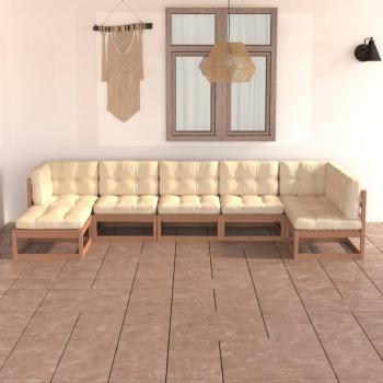 ARDEBO.de - 7-tlg. Garten-Lounge-Set mit Kissen Massivholz Kiefer