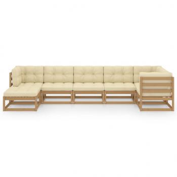 7-tlg. Garten-Lounge-Set mit Kissen Massivholz Kiefer