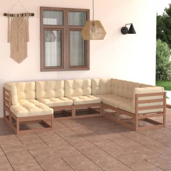 ARDEBO.de - 7-tlg. Garten-Lounge-Set mit Kissen Massivholz Kiefer