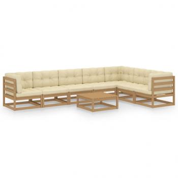 8-tlg Garten-Lounge-Set mit Kissen Honigbraun Massivholz Kiefer