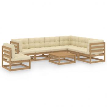 ARDEBO.de - 8-tlg Garten-Lounge-Set mit Kissen Honigbraun Massivholz Kiefer