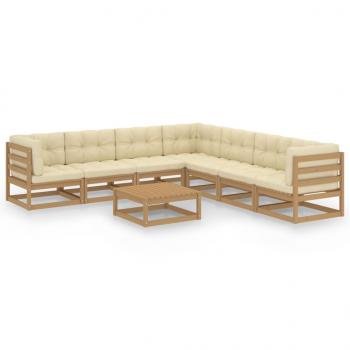 ARDEBO.de - 8-tlg Garten-Lounge-Set mit Kissen Honigbraun Massivholz Kiefer