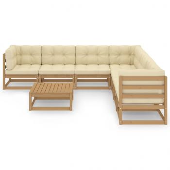 8-tlg Garten-Lounge-Set mit Kissen Honigbraun Massivholz Kiefer