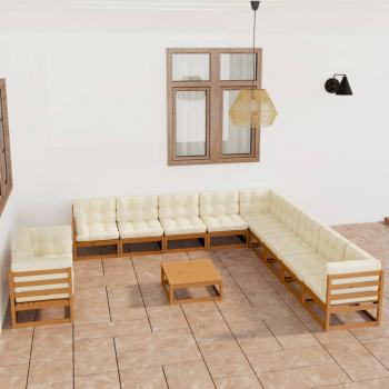 ARDEBO.de - 12-tlg. Garten-Lounge-Set mit Kissen Honigbraun Massivholz