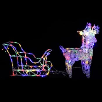 Rentiere & Schlitten Weihnachtsdekoration 160 LEDs 130 cm Acryl