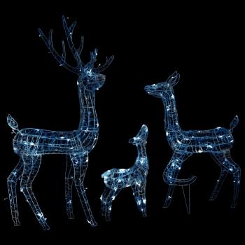 LED-Rentier-Familie Weihnachtsdeko Acryl 300 LED Kaltweiß