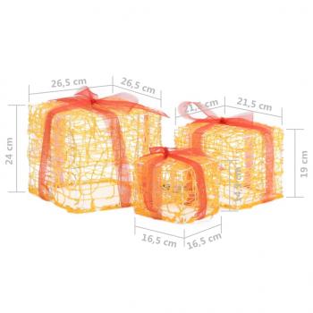 LED-Geschenkboxen 3 Stk. Weihnachtsdekoration Warmweiß