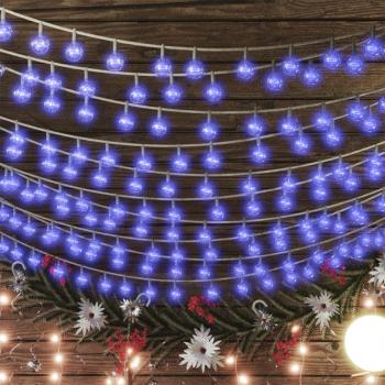 Lichterkette Kugeln 20 m 200 LED Blau 8 Funktionen