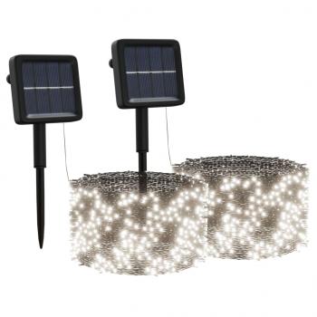 Solar-Lichterkette 2 Stk. 2x200 LED Kaltweiß Innen Außen