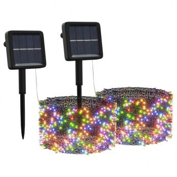 Solar-Lichterkette 2 Stk. 2x200 LED Mehrfarbig Innen Außen