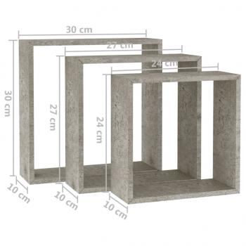 Würfelregale 3 Stk. Betongrau