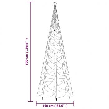 LED-Weihnachtsbaum mit Metallstange 1400 LEDs Mehrfarbig 5 m