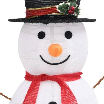 LED-Schneemann Weihnachtsfigur Luxus-Stoff 90 cm