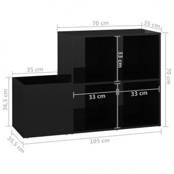 Flur-Schuhschrank Hochglanz-Schwarz 105x35,5x70cm Holzwerkstoff