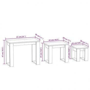 Satztische 3-tlg. Betongrau Holzwerkstoff