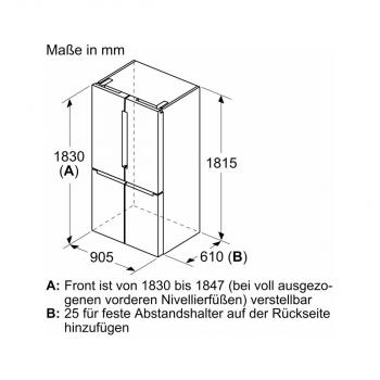 Bosch KFN96VPEA Stand Kühl-Gefrierkombination, 605 L, 91 cm breit, NoFrost, LED-Beleuchtung, SuperKühlen, VitaFresh, Edelstahl-Look