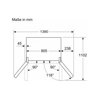 Bosch KFN96VPEA Stand Kühl-Gefrierkombination, 605 L, 91 cm breit, NoFrost, LED-Beleuchtung, SuperKühlen, VitaFresh, Edelstahl-Look