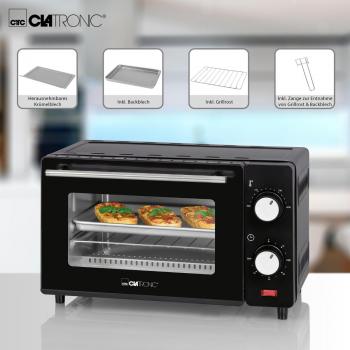 Clatronic MB 3746 Mini-Backofen, 650 W, 8 Liter Backraum, Ober- und Unterhitze, schwarz