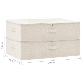 Aufbewahrungsboxen 2 Stk. Stoff 70x40x18 cm Creme