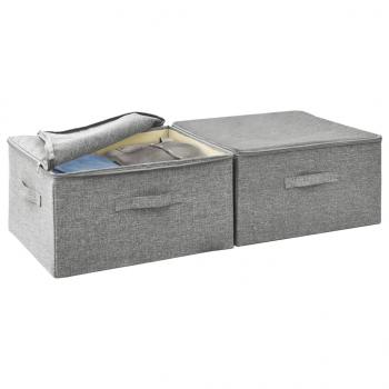 Aufbewahrungsboxen 2 Stk. Stoff 43x34x23 cm Grau