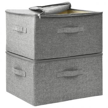 Aufbewahrungsboxen 2 Stk. Stoff 43x34x23 cm Grau