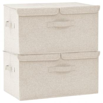 ARDEBO.de - Aufbewahrungsboxen 2 Stk. Stoff 50x30x25 cm Creme