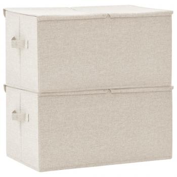 Aufbewahrungsboxen 2 Stk. Stoff 50x30x25 cm Creme