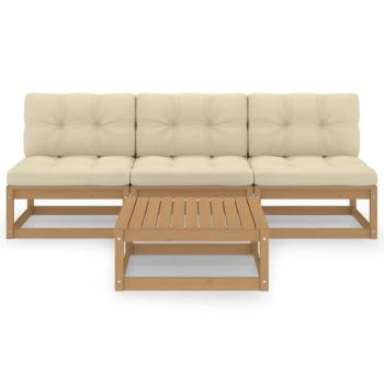 4-tlg. Garten-Lounge-Set mit Kissen Kiefer Massivholz