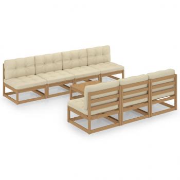 8-tlg. Garten-Lounge-Set mit Kissen Kiefer Massivholz