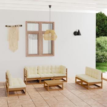 ARDEBO.de - 8-tlg. Garten-Lounge-Set mit Kissen Kiefer Massivholz