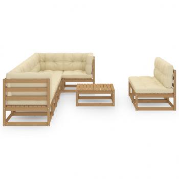 9-tlg. Garten-Lounge-Set mit Kissen Massivholz Kiefer