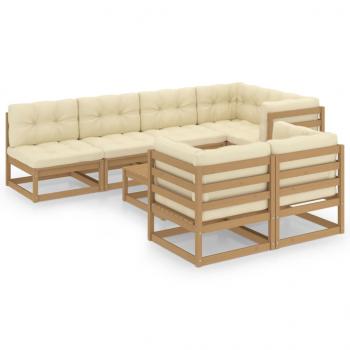 8-tlg. Garten-Lounge-Set mit Kissen Massivholz Kiefer