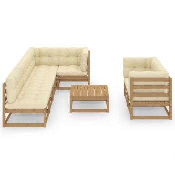 8-tlg. Garten-Lounge-Set mit Kissen Massivholz Kiefer