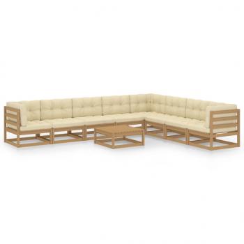 ARDEBO.de - 9-tlg Garten-Lounge-Set mit Kissen Honigbraun Massivholz Kiefer