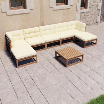 ARDEBO.de - 8-tlg Garten-Lounge-Set mit Kissen Honigbraun Massivholz Kiefer