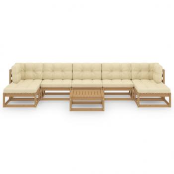 8-tlg Garten-Lounge-Set mit Kissen Honigbraun Massivholz Kiefer