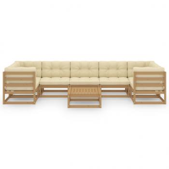 8-tlg Garten-Lounge-Set mit Kissen Honigbraun Massivholz Kiefer