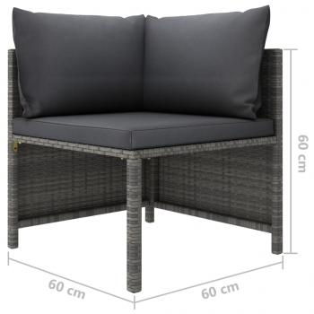 3-Sitzer-Gartensofa mit Kissen Grau Poly Rattan