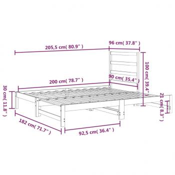 Tagesbett Ausziehbar Honigbraun 2x(90x200) cm Massivholz Kiefer