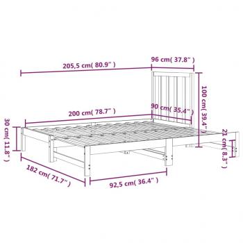 Tagesbett Ausziehbar Honigbraun 2x(90x200) cm Massivholz Kiefer